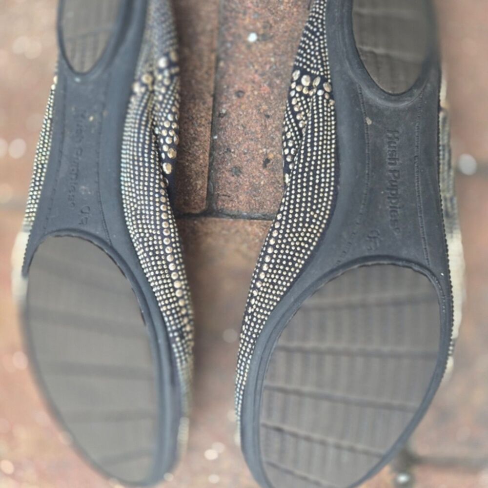 Hush Puppies Black Rhinestone Stud Ballet Flats Size 9 | Cushioned Comfort - Picture 3 of 3